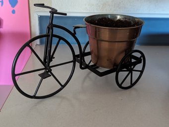Old Time Bicycle With Copper Color Planter Pot - 11 Inches