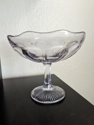 Stunning EAPG Glass Footed Compote With Panel Design, Has A Beautiful Light Purplish Hue - 7' Tall, 8' Wide