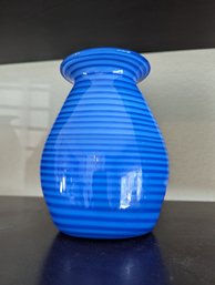 Stunning J Harris For TIFFANY Glass Blue Swirl Vase, 7 In Tall By 5 In Wide