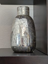 Beautiful Little Mercury Glass Vase Vessel 9' Tall, 5' Wide