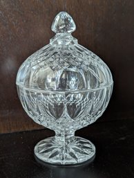 Stunning Crystal Longchamp By Cristal D'Arques - Covered Footed Crystal Dish - 5' In