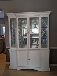 Stunning White And Glass Shelf Unit - 79 And 1/2 In Tall. 60 In Wide - Glass Items In Picture Not Included