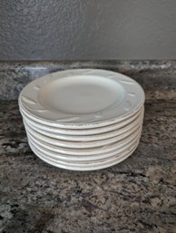 8 Small Stoneware  Cream 8' Plates  - Signature Housewares Incorporated - Sorrento - Debby Segura Designs