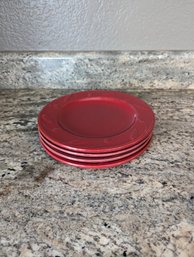 4 Small Stoneware  Red 8' Plates  - Signature Housewares Incorporated - Sorrento - Debby Segura Designs