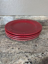 4 Large Stoneware Brick Red 11' Plates  - Signature Housewares Incorporated - Sorrento - Debby Segura Designs