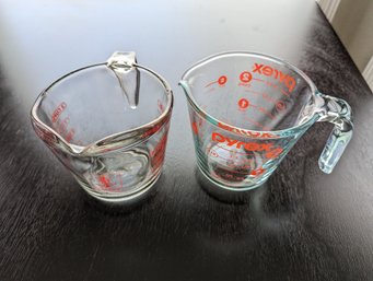 Two  2 Cup Pyrex And Anchor Hocking Glass Measuring Cups