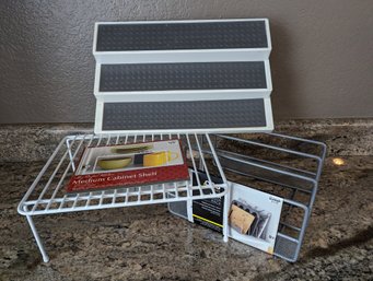 Three-piece Kitchen Organizing Racks - Spice Riser, Medium Shelf Cabinet Rack And Organizer Rack