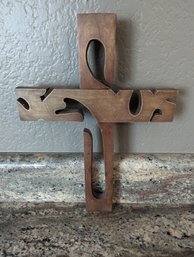 Decorative Wooden Cross With 'Jesus' Carving - 13' Tall
