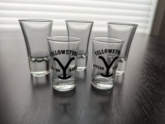 Five-piece Shot Glass Set - Three Blank And Three Yellow Stone Dutton Ranch TV Series