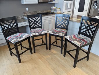 Four Tall Bar Counter Height Chairs - 24 In To Seat, 43 In To Top Of Back