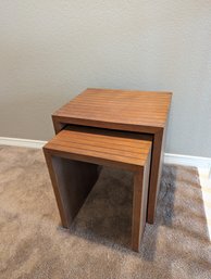 Nesting Wooden Side Tables - Large One Is 18 In Wide By 21 In Tall. Smaller Is 15 In Wide By 18.5 In Tall