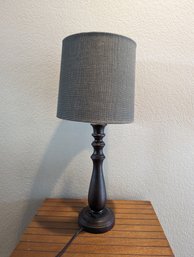 Wooden Table Lamp With Gray Shade - 24 In Tall