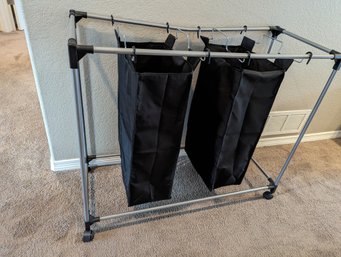 Rolling Laundry Hamper Rack With Two Hamper Bags