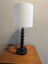 Wooden Table Lamp With Cream Shade - 24 In Tall