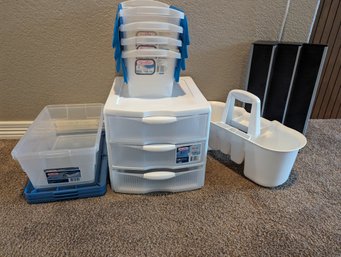 Home Organization - Small 3 Drawer, Handle Caddy, 2 Bins With Lids, 4 Sm Bins W Attached Lids