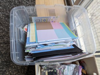 Large Plastic Bin. Absolutely Chalk Full Of Scrapbooking Paper - Bin Included