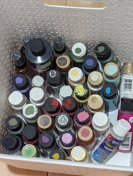 Bin Of Various Craft Paints - All Mostly Full - Bin Included