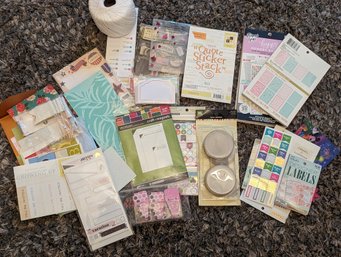 Bin Of Stickers And Other Paper Crafting Items, Magnets And Board Letters