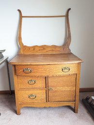 Beautiful Vintage Antique Dresser W Removable Towel Rack - Wheels Included