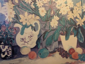 Floral Art Print Signed  Louise McCall - 36 27 In Tall