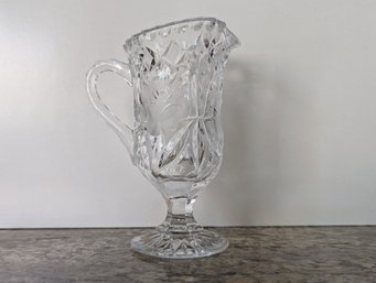 Stunning Cut Glass Small Pitcher Or Footed Creamer - 6' Tall