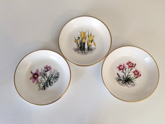 Three Very Small Floral Plates  - 3.75' Diam