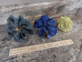 Large Decorative Ceramic And Copper Flowers By Pottery Studio Artist