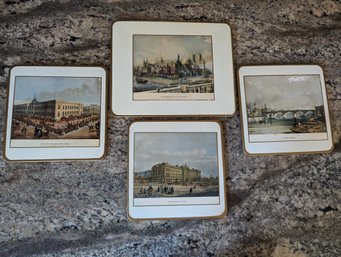 Decorative English Table Coasters - Large Is 8.5' Wide, 3 Smaller Are 6.5' Wide