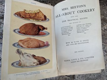 Antique Cook Book - Mrs. Beeton's All About Cookery - Spine Is Very Broken