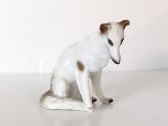 Miniature Porcelain Figurine - Art Deco Style Dog  - 3' Wide
