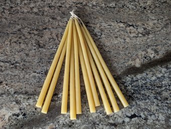 Braid Of 10 Thin Tapered Beeswax Candles- Measure 9 In Long By 5 In Wide