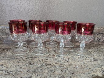 8 Indiana Glass King's Crown Thumbprint Water Goblet