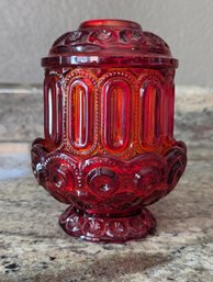 LE Smith Amberina Large Moon And Stars Glass Fairy Lamp  - 6.25 In Tall By 4.5 In Wide At Base Lip