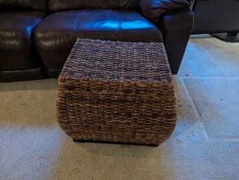 Woven Basket Side Table And Storage - 22 In At Widest Part By 17 In Deep And 19 In Tall