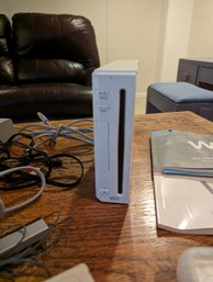 Wii Console With Two Controllers With Charging Base And All Cords - Sensor, Bar, Etc. UNTESTED