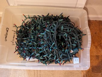 Bin Chock Full  Of 22 Strands Of Christmas Lights- Well Wrapped- Includes Two Timers