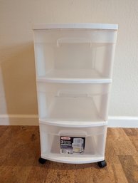 Plastic Three Drawer Rolling Cart - 12.5 In Wide, 14.5 Deep, 25' Tall
