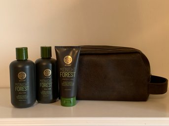 DoTERRA Midnight Forest Body Wash After Shave Lotion Partially Filled With Brown Zippered Sephora Pouch