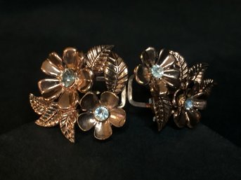 Rose Gold Tone Hinged Floral Bracelet