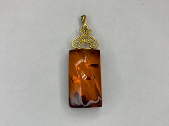 14k GF Gold Amber Pendant