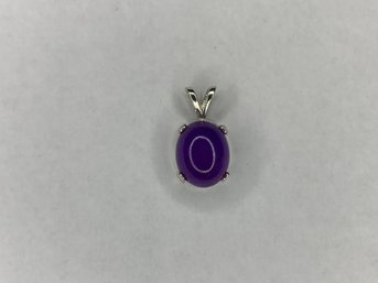 Purple Gemstone Silver Tone Pendant