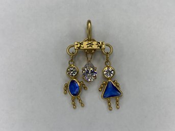 14k MA Gold Blue And Colorless Gemstones Michael Anthony Pendant