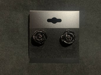 Vintage Black Rose Earrings