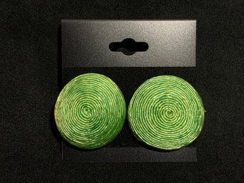 Vintage Round Green Woven Earrings