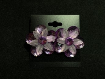 Vintage Purple Floral Earrings