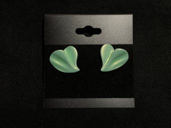 Vintage Mint Green Heart Earrings