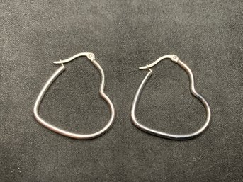 Vintage JCM Stainless Steel Heart Hoop Earrings