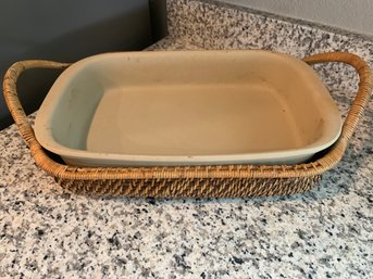 Pampered Chef  Stoneware Dish And Basket