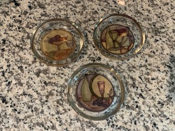 Three 4 Inch Glass Coasters