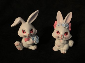 Vintage Lefton Ceramic Bunny Pair